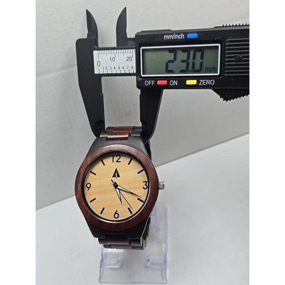 Treehut Wood Wrist Watch Red Ebony Maple Dial Quartz Minimalist New Battery 45mm - Picture 5 of 12